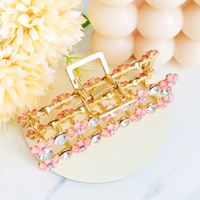 Clama Flori Roz, Agrafa de Par, Accesorii Par, Clama metal [10]