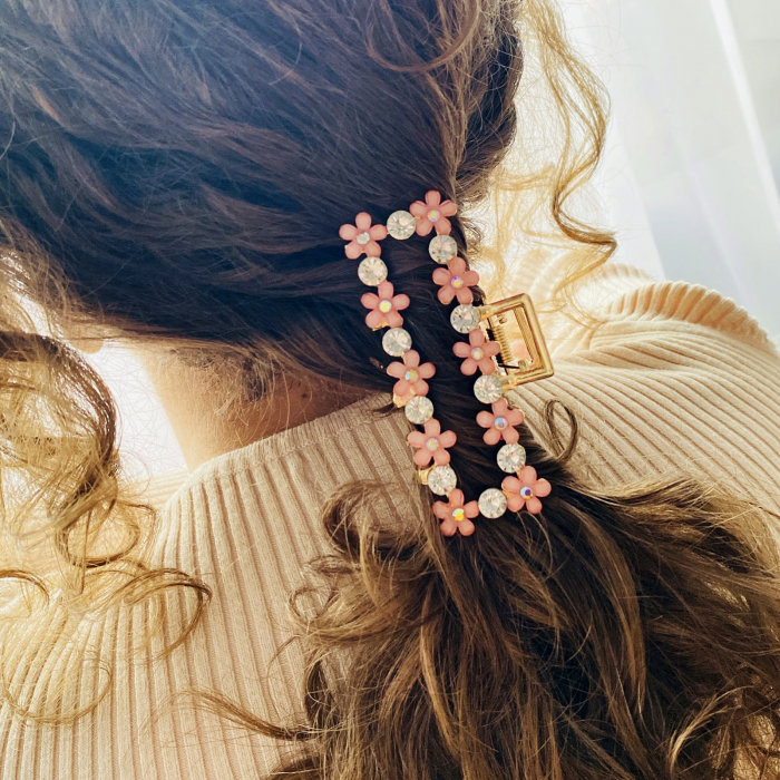 Clama Flori Roz, Agrafa de Par, Accesorii Par, Clama metal [5]