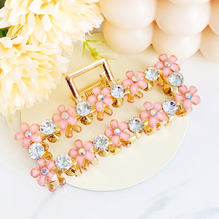 Clama Flori Roz, Agrafa de Par, Accesorii Par, Clama metal [2]