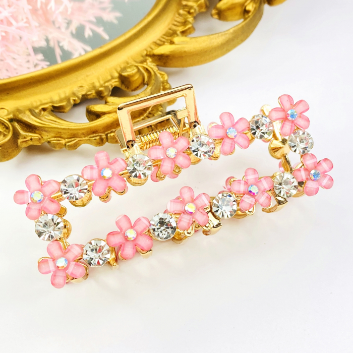 Clama Flori Roz, Agrafa de Par, Accesorii Par, Clama metal [4]