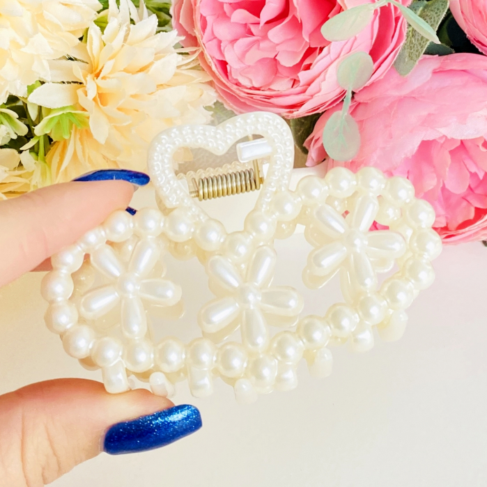 Clama Par Alba Inima Flori, Accesorii Par, Clame de Par [2]