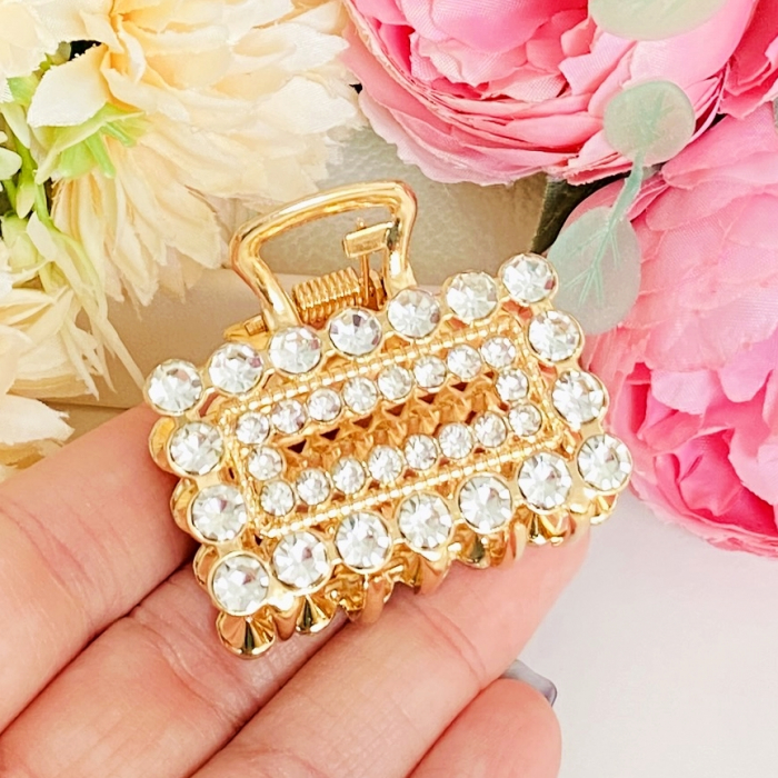 Clama Par Aurie Mini - Dreptunghi Cristale, Accesorii Par, Clame de Par [3]