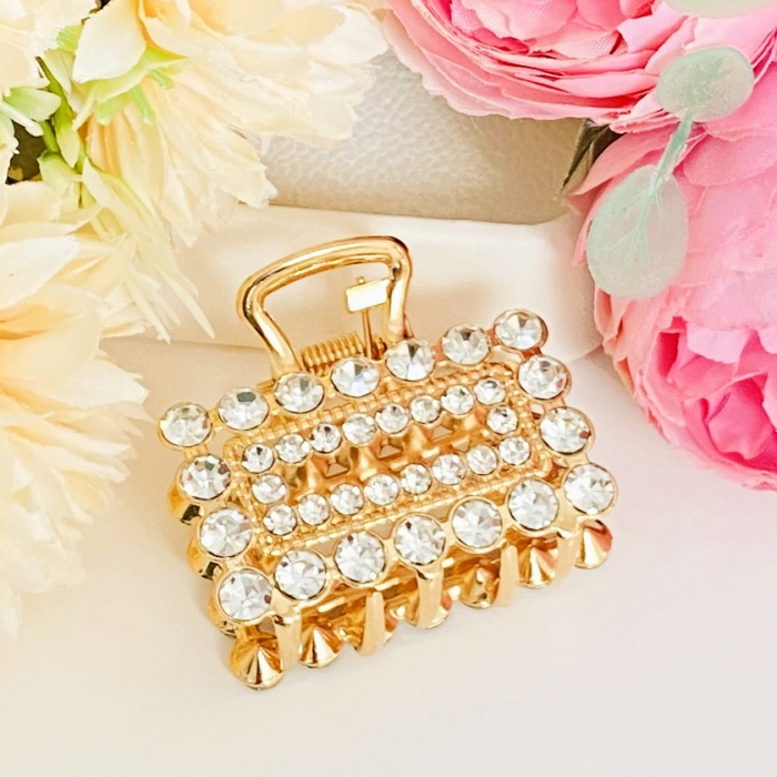 Clama Par Aurie Mini - Dreptunghi Cristale, Accesorii Par, Clame de Par [4]