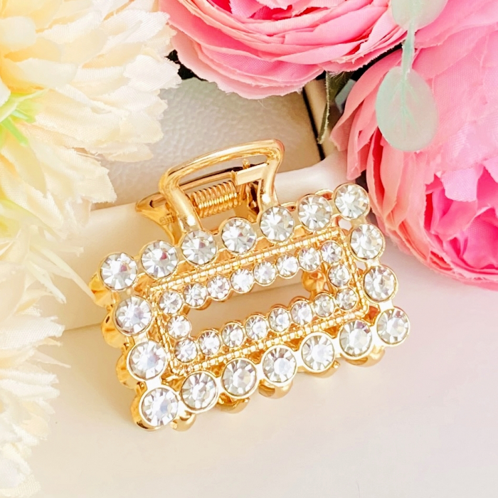 Clama Par Aurie Mini - Dreptunghi Cristale, Accesorii Par, Clame de Par [2]