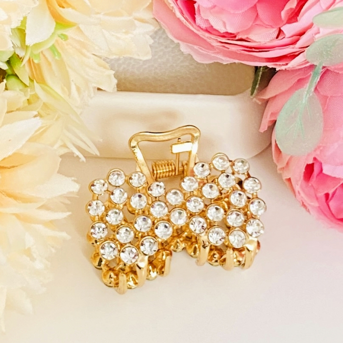 Clama Par Aurie Mini - Fundita Cristale, Accesorii Par, Clame de Par [4]