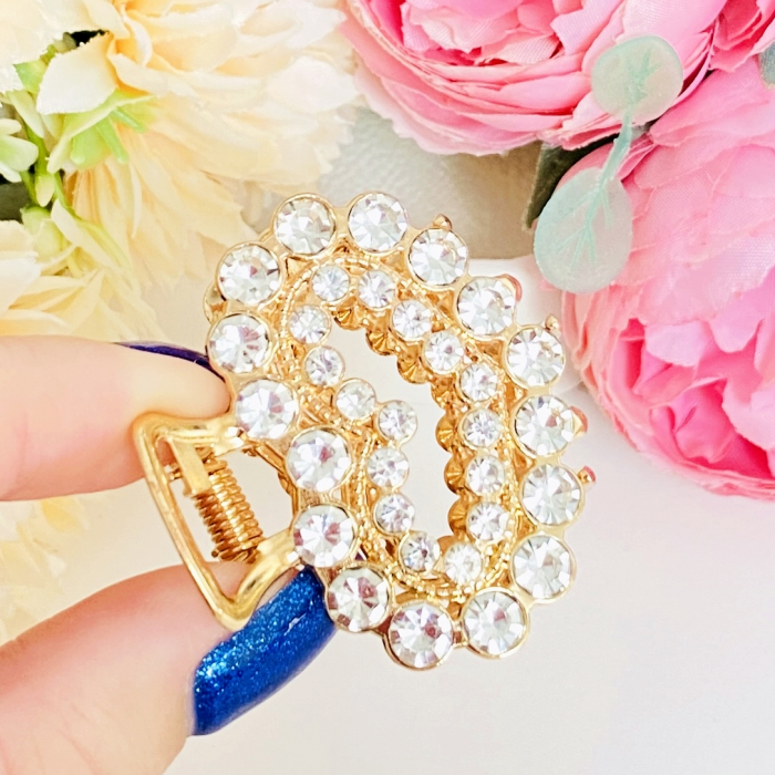 Clama Par Aurie Mini - Inima Cristale, Accesorii Par, Clame de Par [4]