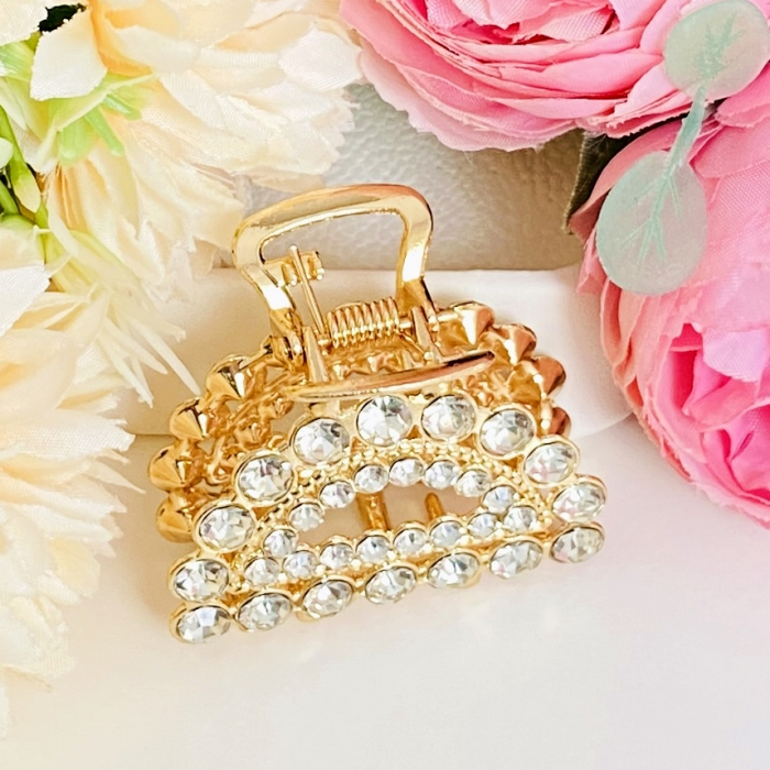 Clama Par Aurie Mini - Trapez Cristale, Accesorii Par, Clame de Par [4]