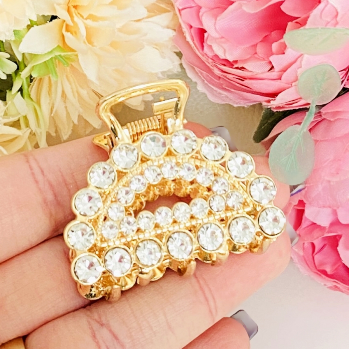 Clama Par Aurie Mini - Trapez Cristale, Accesorii Par, Clame de Par [2]