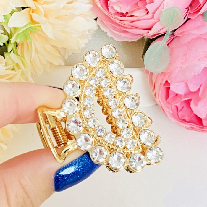 Clama Par Aurie Mini - Trapez Cristale, Accesorii Par, Clame de Par [3]