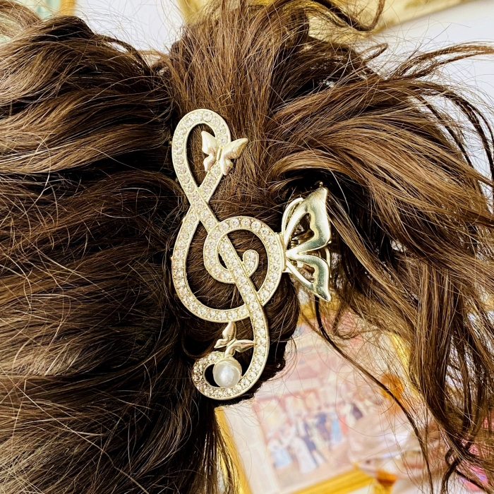 Clama Par Cheie Sol Cristale, Agrafa de Par, Accesorii Par, Clame Par [7]