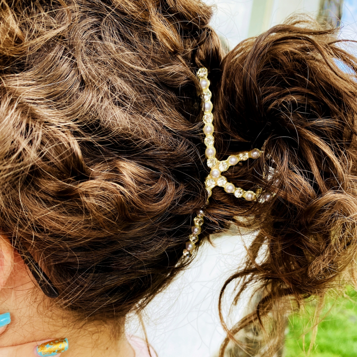 Clama Aurie Perle si Cristale, Agrafa de Par, Accesorii Par, Clama Metal [3]