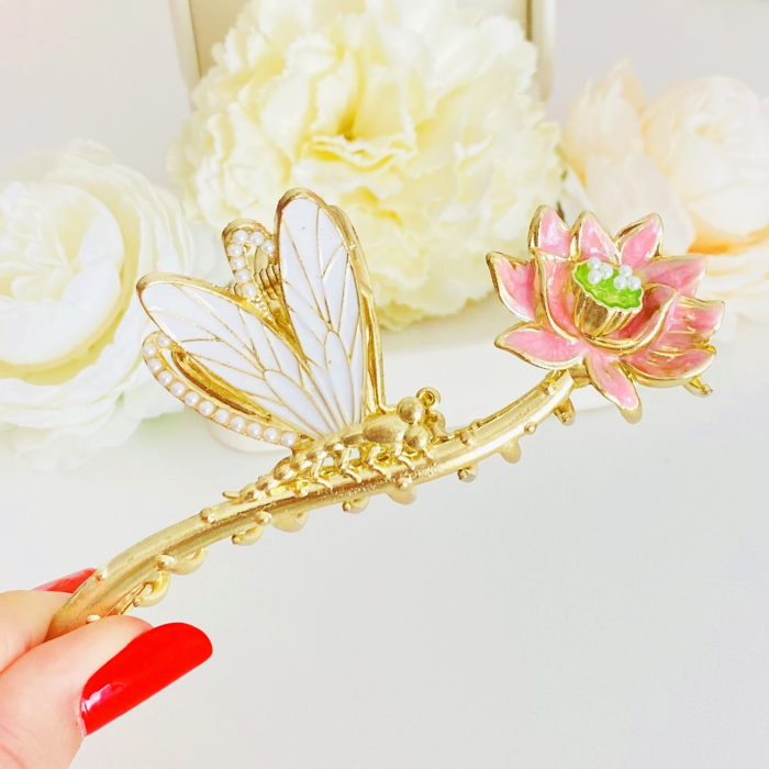 Clama Par Floare & Libelula, Accesorii Par, Clama Flori [2]