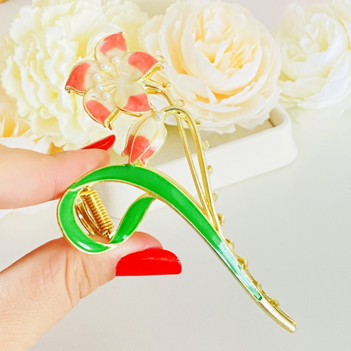 Clama Par Floare Somon, Accesorii Par, Clama Flori [4]