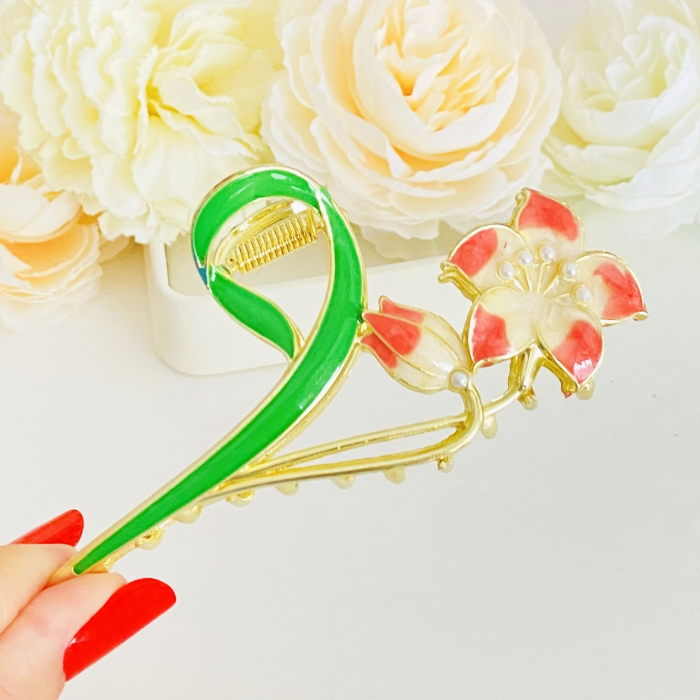 Clama Par Floare Somon, Accesorii Par, Clama Flori [6]