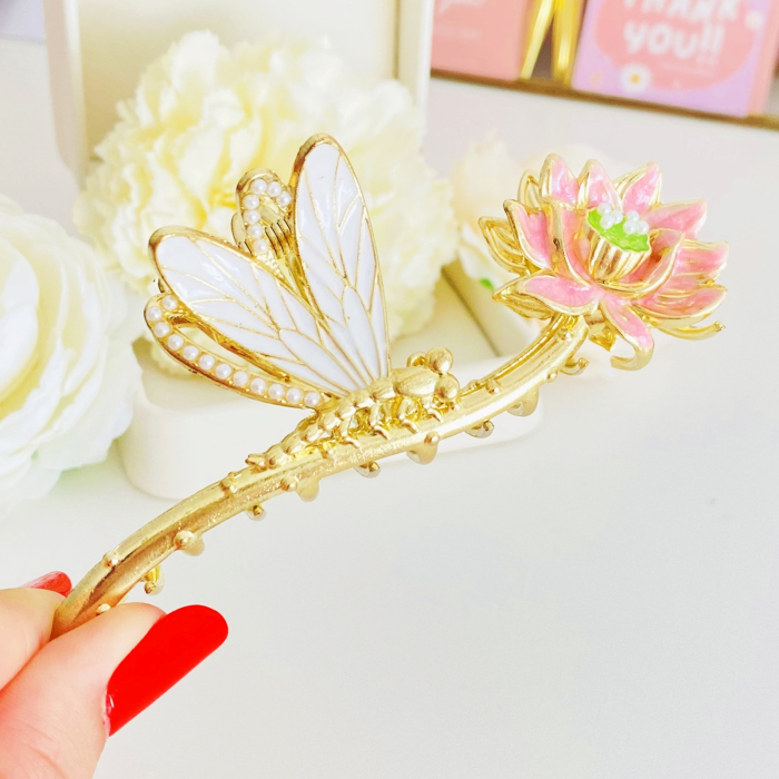 Clama Par Floare & Libelula, Accesorii Par, Clama Flori [4]