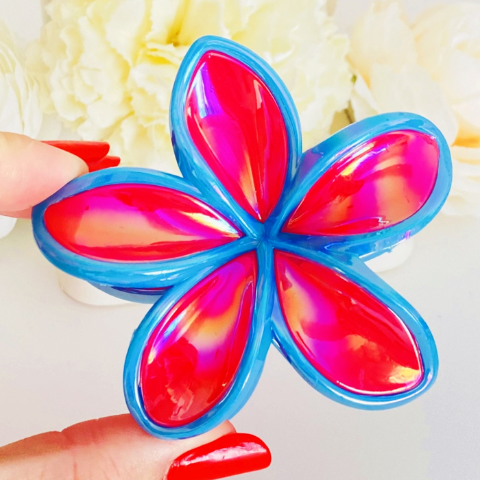 Clama Par Floare Roz Albastru, Accesorii Par, Clama Flori [2]