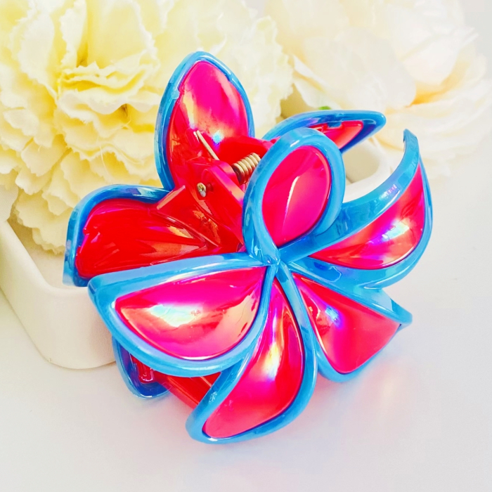 Clama Par Floare Roz Albastru, Accesorii Par, Clama Flori [7]