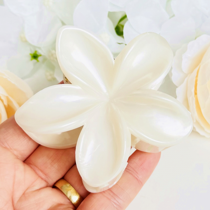 Clama Par Floare Alba, Accesorii Par, Clama Flori [2]