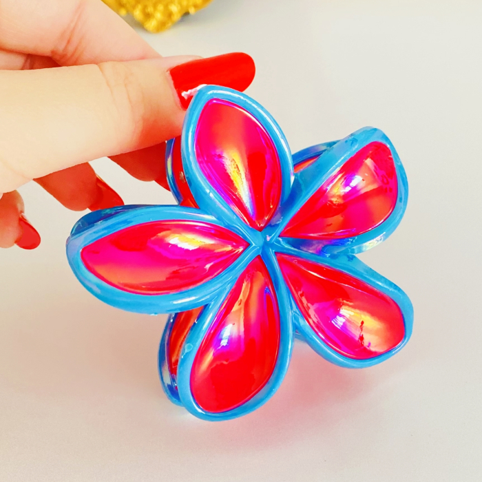 Clama Par Floare Roz Albastru, Accesorii Par, Clama Flori [4]