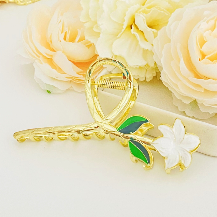 Clama Par Floare Alba Accesorii Par, Clama Flori [2]