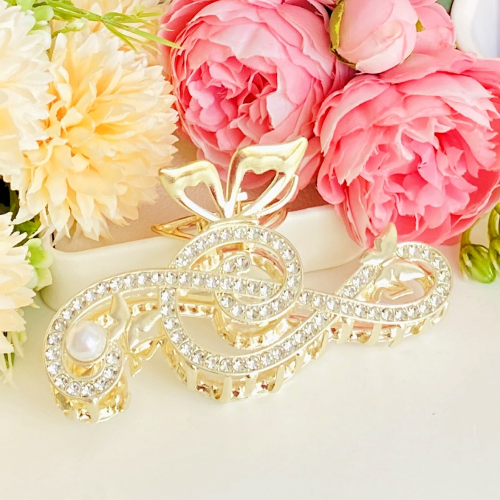 Clama Par Cheie Sol Cristale, Agrafa de Par, Accesorii Par, Clame Par [4]