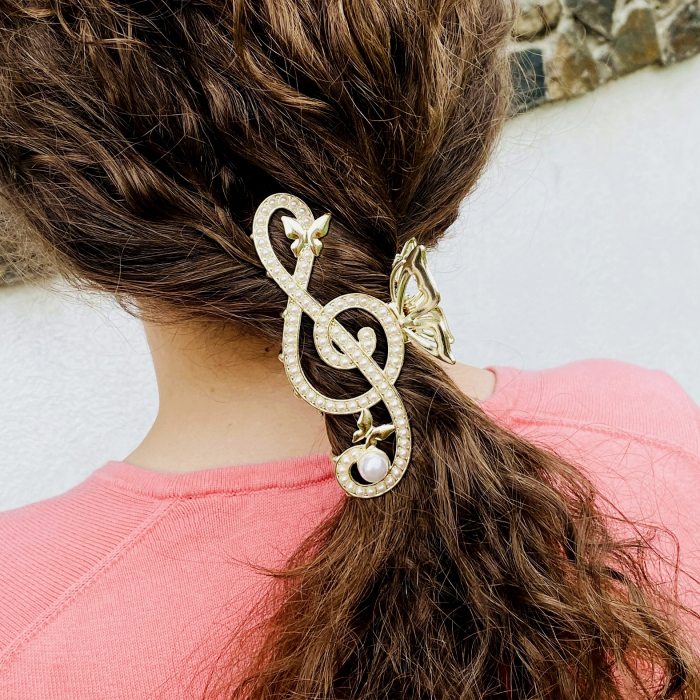 Clama Par Cheie Sol Cristale, Agrafa de Par, Accesorii Par, Clame Par [5]