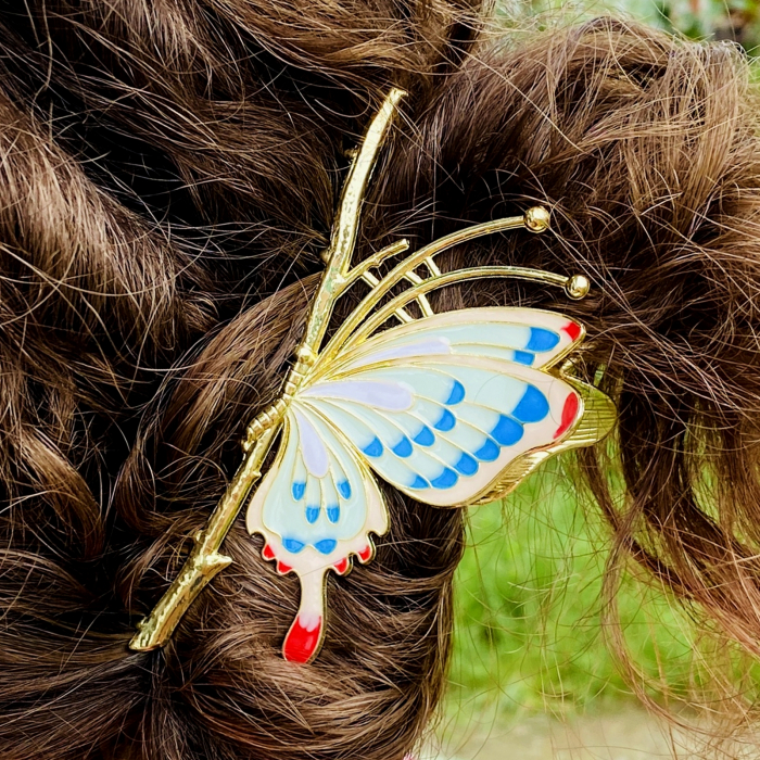 Clama Par Fluture Colorat, Accesorii Par, Clama Metal [5]