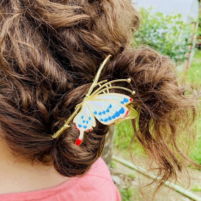 Clama Par Fluture Colorat, Accesorii Par, Clama Metal [8]