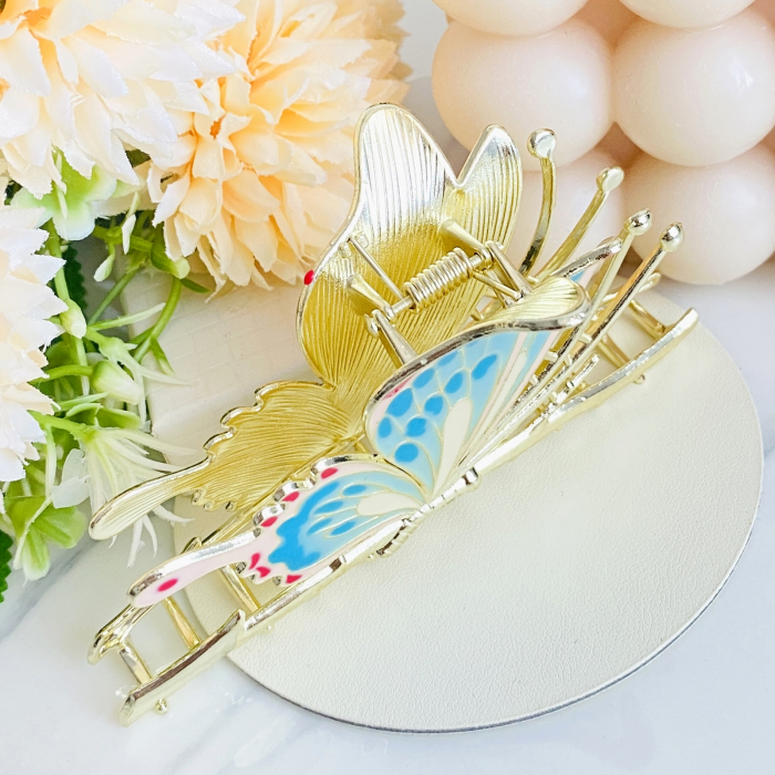 Clama Par Fluture Colorat, Accesorii Par, Clama Metal [10]