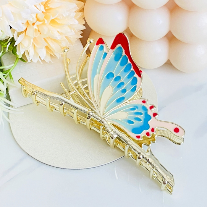 Clama Par Fluture Colorat, Accesorii Par, Clama Metal [4]