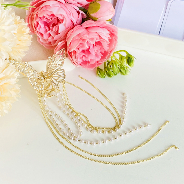 Clama Par Fluturas Auriu, Agrafa de Par, Accesorii Par, Clame Par [4]