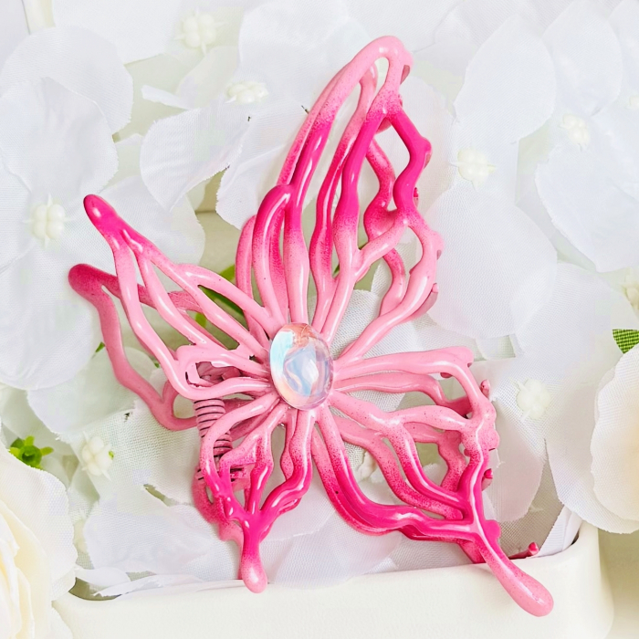 Clama Par Fluture Roz XL, Accesorii Par, Clama Metal [1]