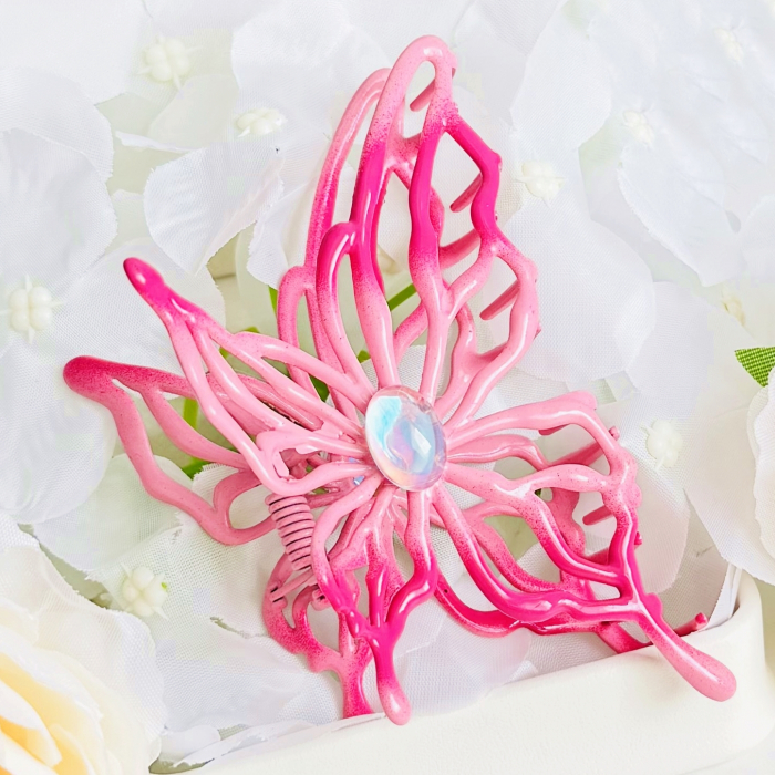 Clama Par Fluture Roz XL, Accesorii Par, Clama Metal [4]