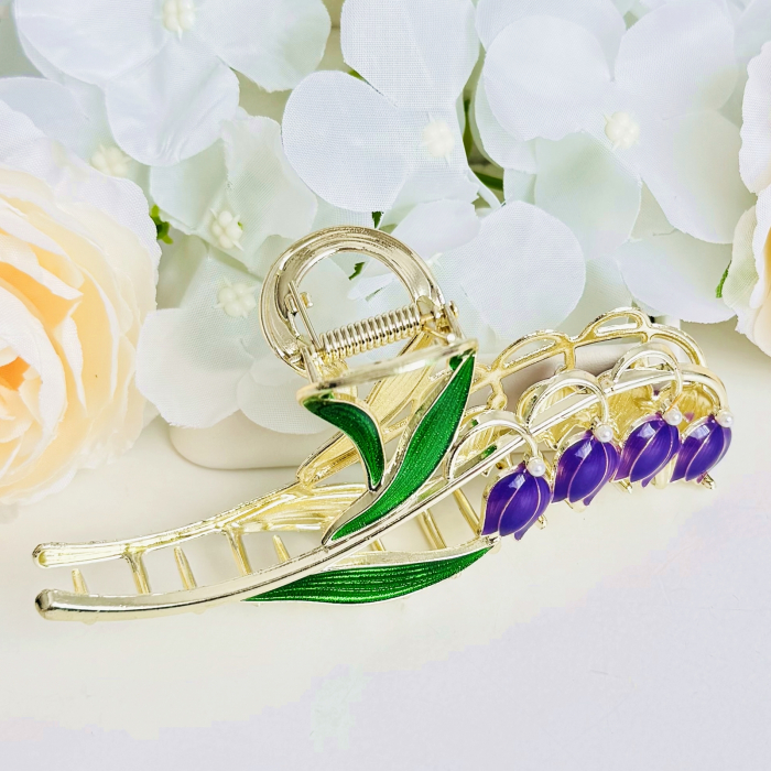 Clama Par Lacramioare Mov, Accesorii Par, Clama Metal [8]