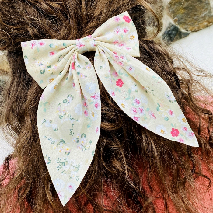 Clama Par Fundita Broderie Flori Roz, Accesorii Par, Clama metal [5]