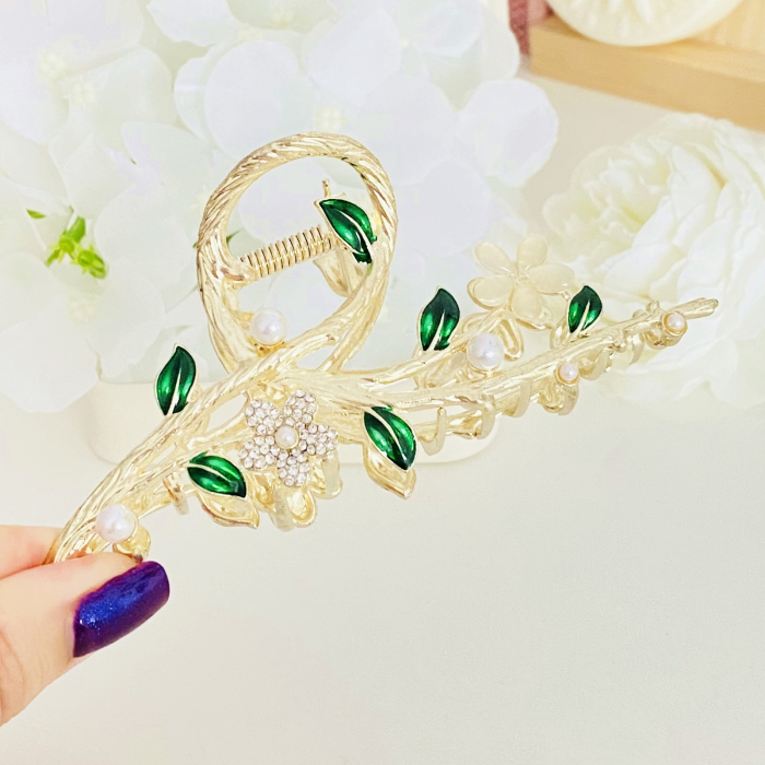 Clama Par Flori & Frunze Verzi, Agrafa de Par, Accesorii Par [7]