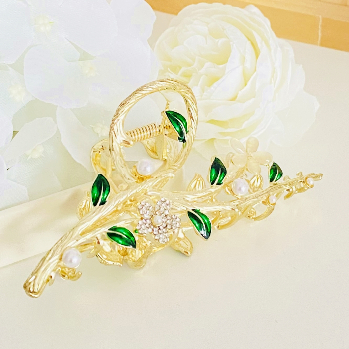 Clama Par Flori & Frunze Verzi, Agrafa de Par, Accesorii Par [6]