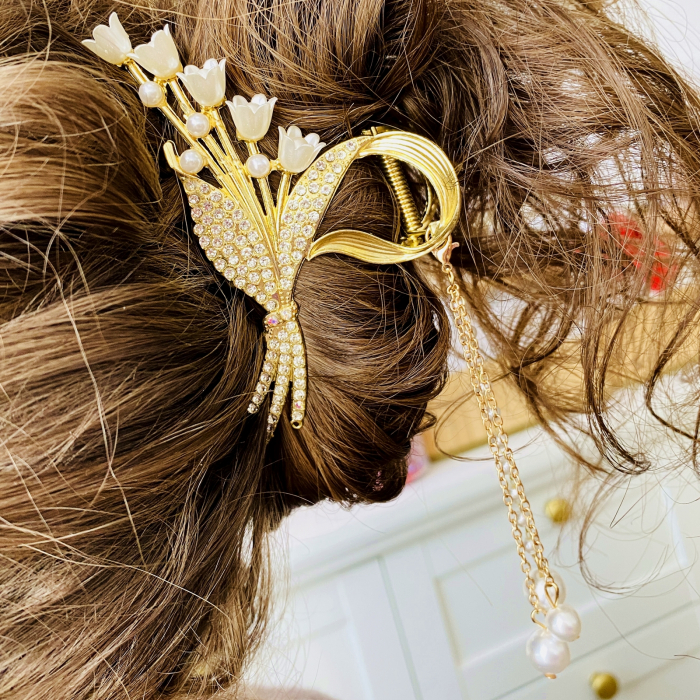 Clama Par Lacramioare Albe, Agrafa de Par, Accesorii Par, Clama metal [8]