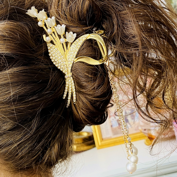 Clama Par Lacramioare Albe, Agrafa de Par, Accesorii Par, Clama metal [3]