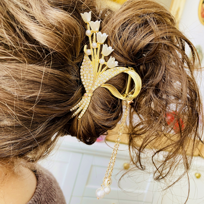 Clama Par Lacramioare Albe, Agrafa de Par, Accesorii Par, Clama metal [5]