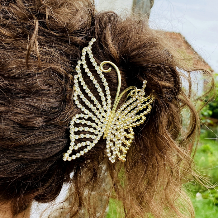 Clama Par Fluture Cristale XL, Accesorii Par, Clama Metal [3]