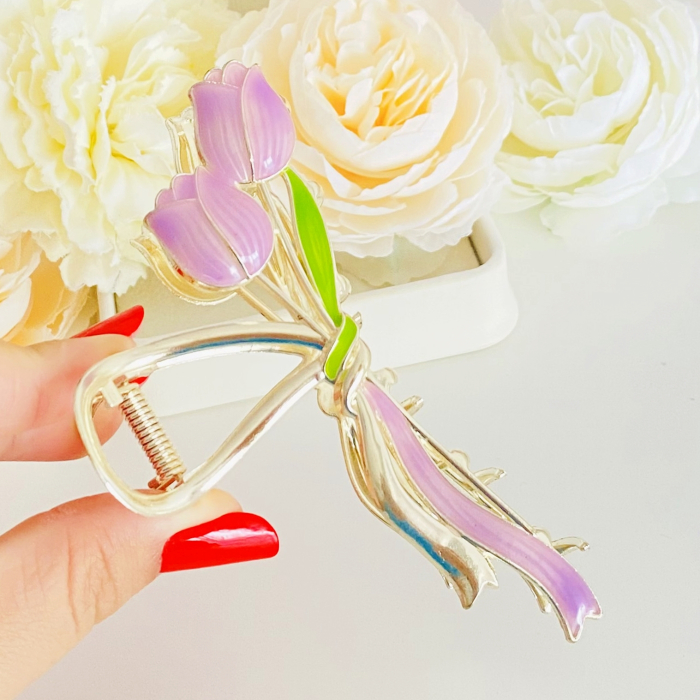 Clama Par Lalele Mov,  Accesorii Par, Clama Metal [4]