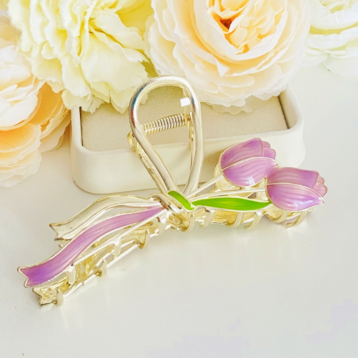 Clama Par Lalele Mov,  Accesorii Par, Clama Metal [6]