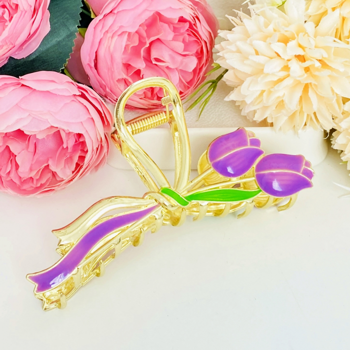 Clama Par Lalele Mov,  Accesorii Par, Clama Metal [5]