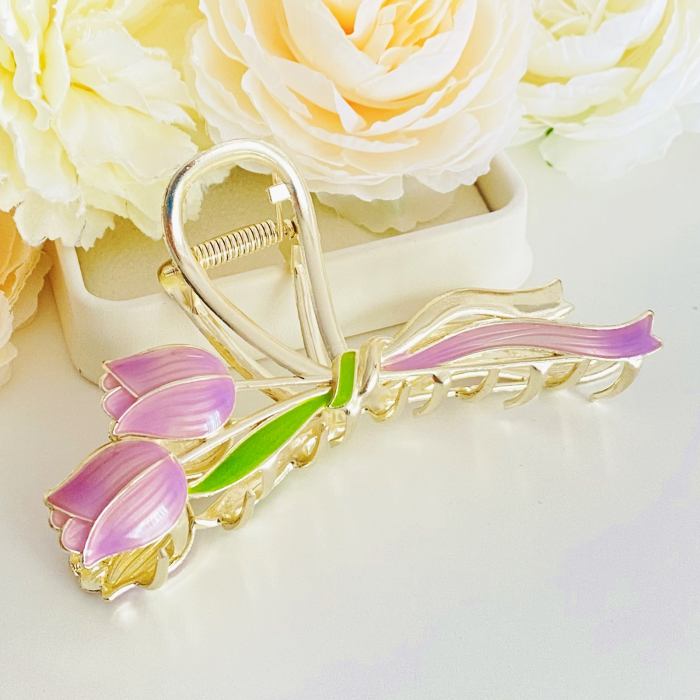 Clama Par Lalele Mov,  Accesorii Par, Clama Metal [2]