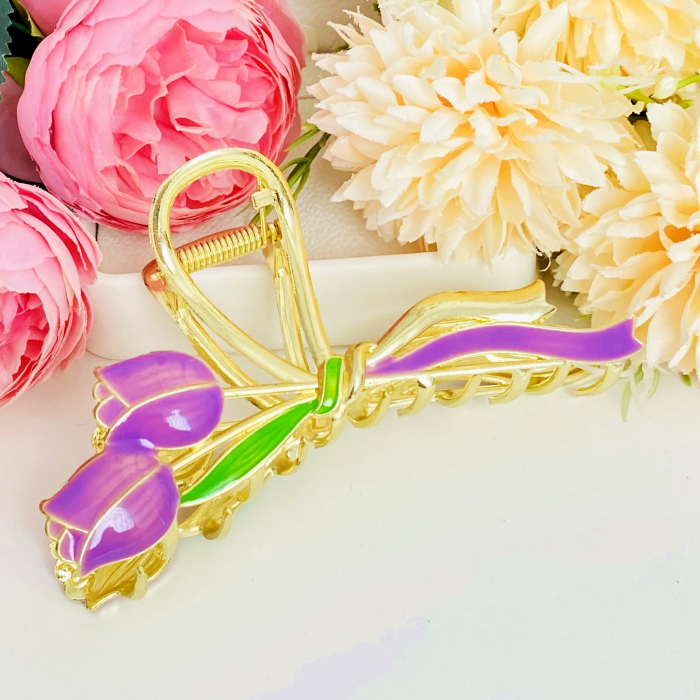 Clama Par Lalele Mov,  Accesorii Par, Clama Metal [7]