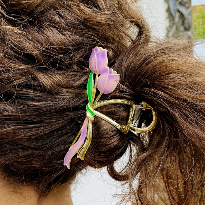 Clama Par Lalele Mov,  Accesorii Par, Clama Metal [4]