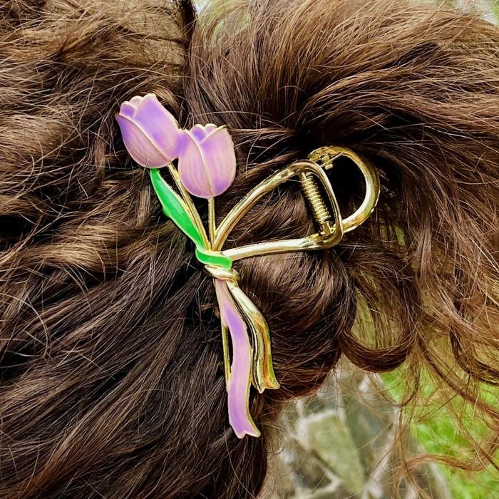 Clama Par Lalele Mov,  Accesorii Par, Clama Metal [1]