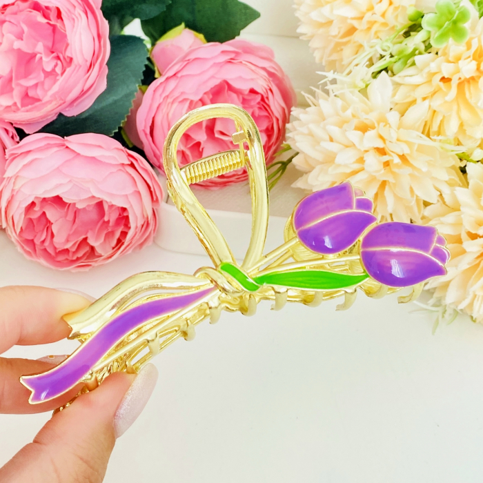 Clama Par Lalele Mov,  Accesorii Par, Clama Metal [3]