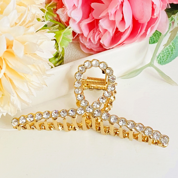 Clama de Par Aurie cu Cristale, Agrafa de Par, Accesorii Par, Clama metal [5]